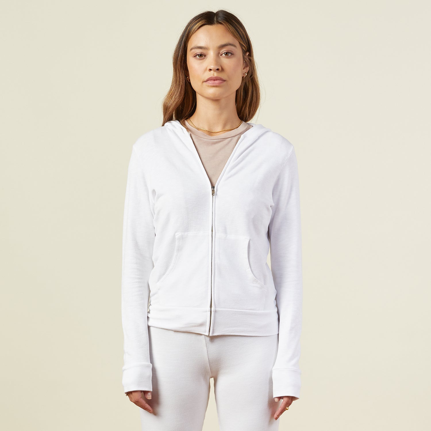 Supersoft Zip Up Hoody White Color MONROW