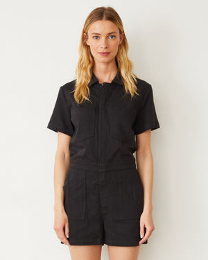 Faded Black Soft Twill Romper