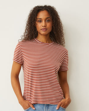 Stripe Basic Crew Neck Tee