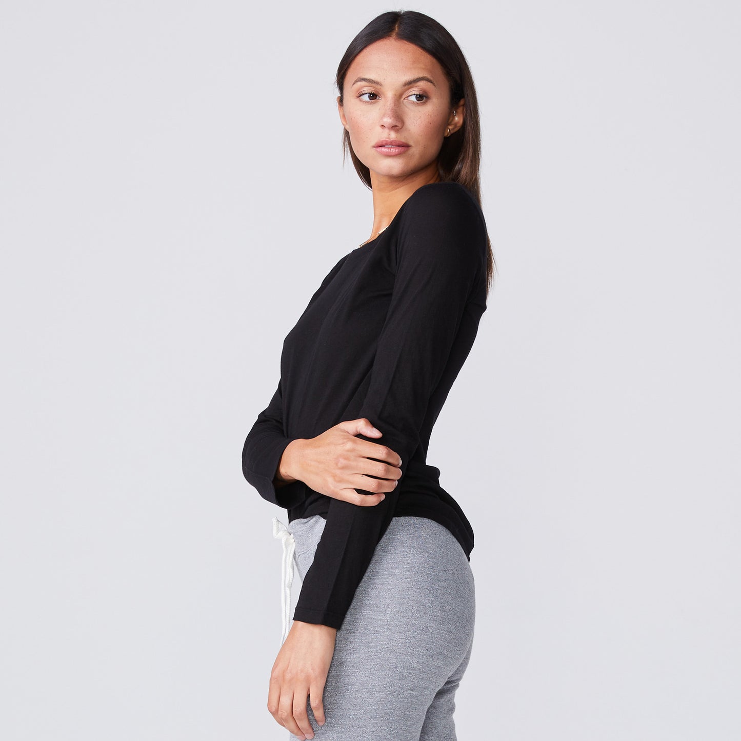 Super Fine Jersey Fitted Long Sleeve Crew – MONROW