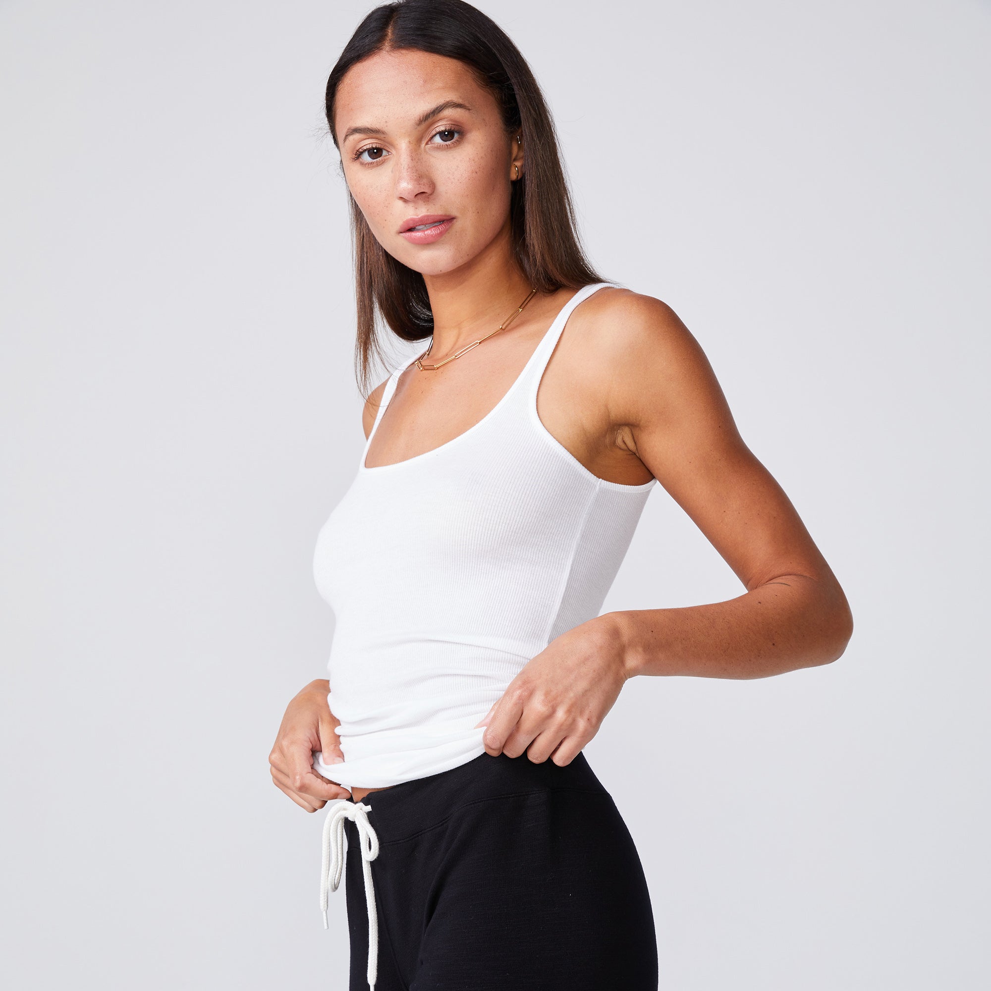 Narrow Rib Tank - White Color – MONROW