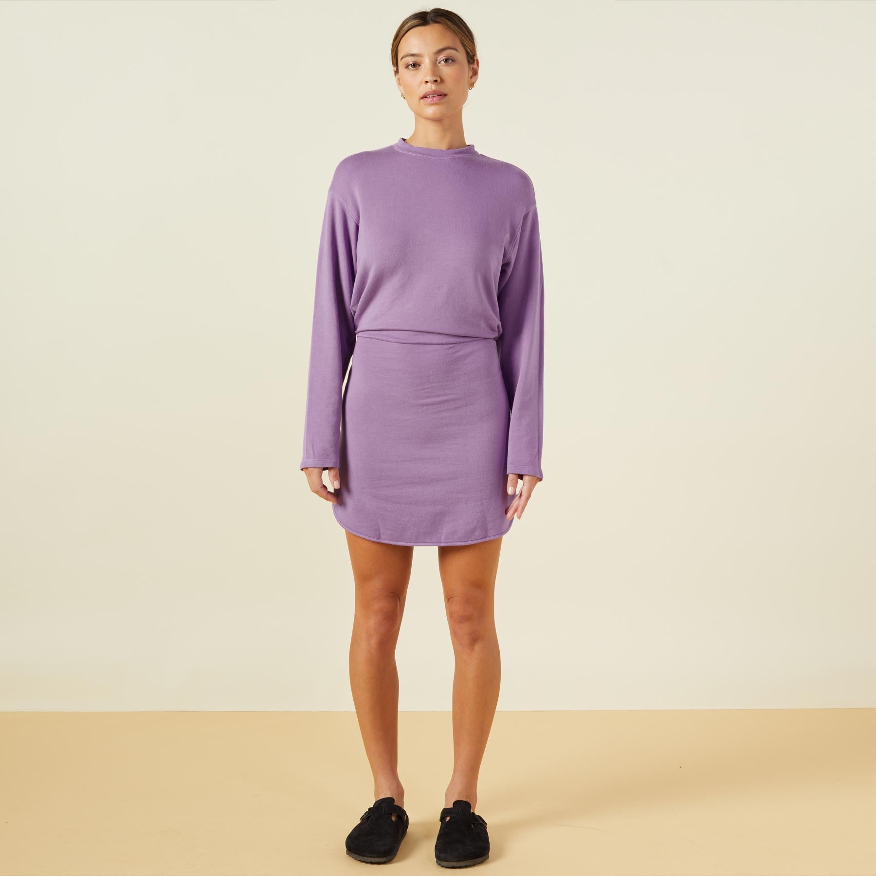 Purple sweatshirt dress best sale