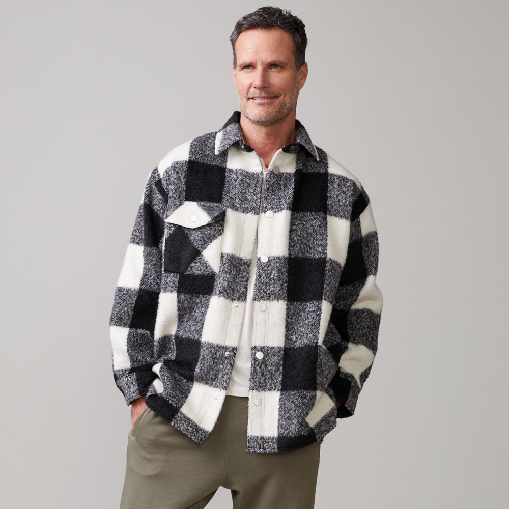 Flannel jacket black and white hotsell